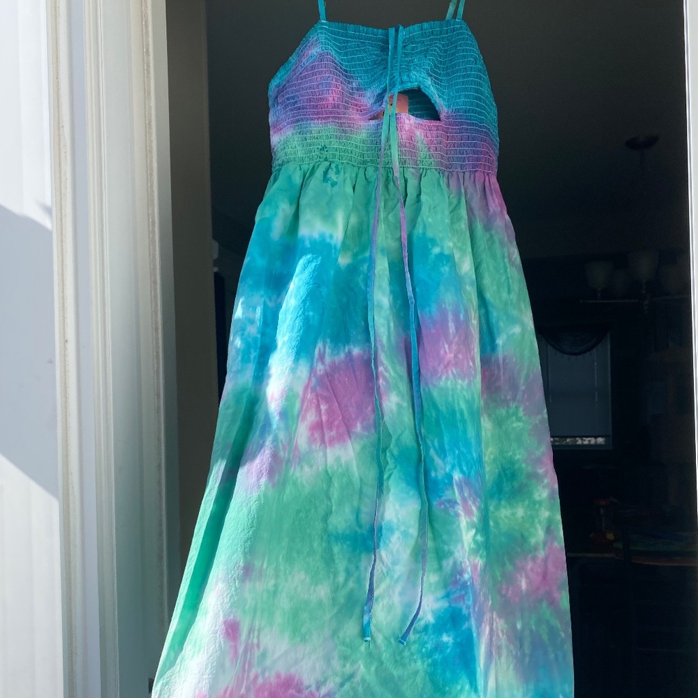 Tie dye target universal threads size small S blue green purple long dress